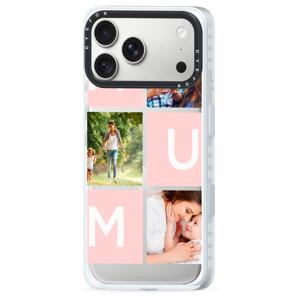 Custom Mothers Day Photo iPhone 18 Pro Max Black Impact Pre order Case Side Angle on Silver phone