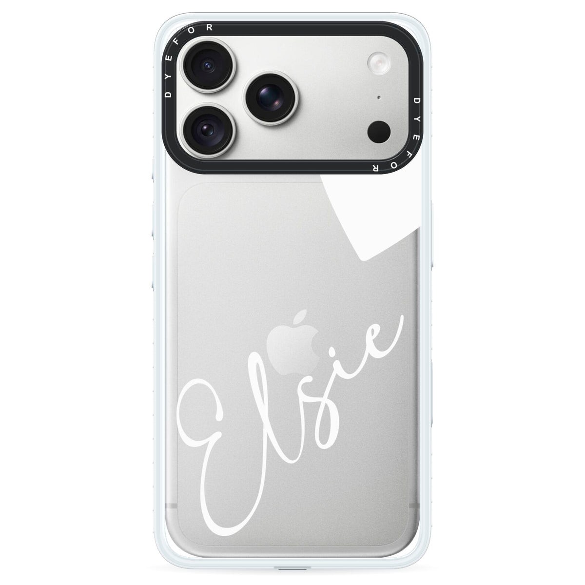 Custom Name Heart iPhone 18 Pro Black Impact Pre order Case on Silver phone