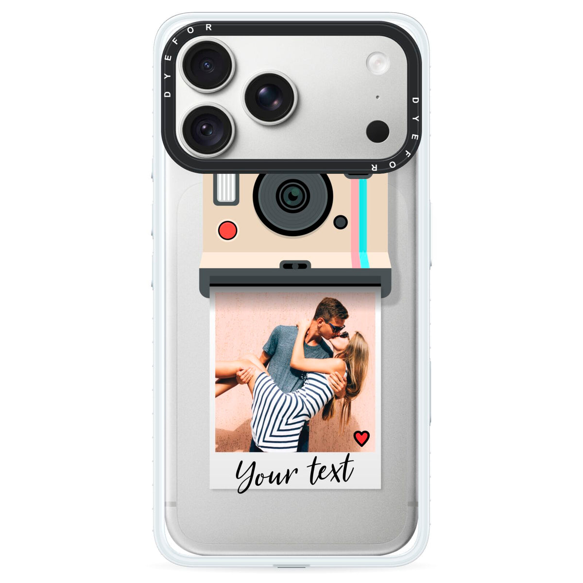 Custom Retro Photo iPhone 18 Pro Black Impact Pre order Case on Silver phone