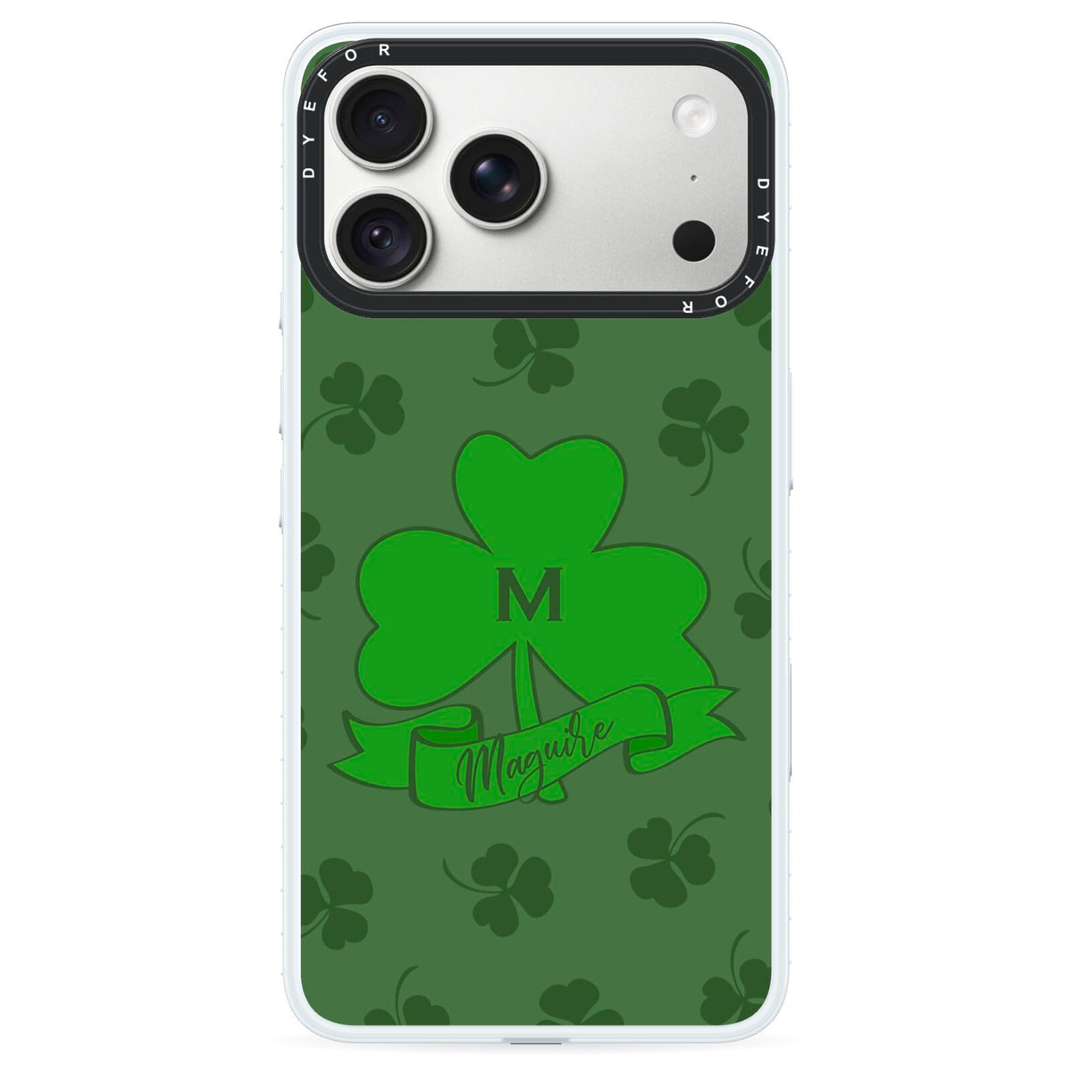 Custom Shamrock iPhone 18 Pro Max Black Impact Pre order Case on Silver phone