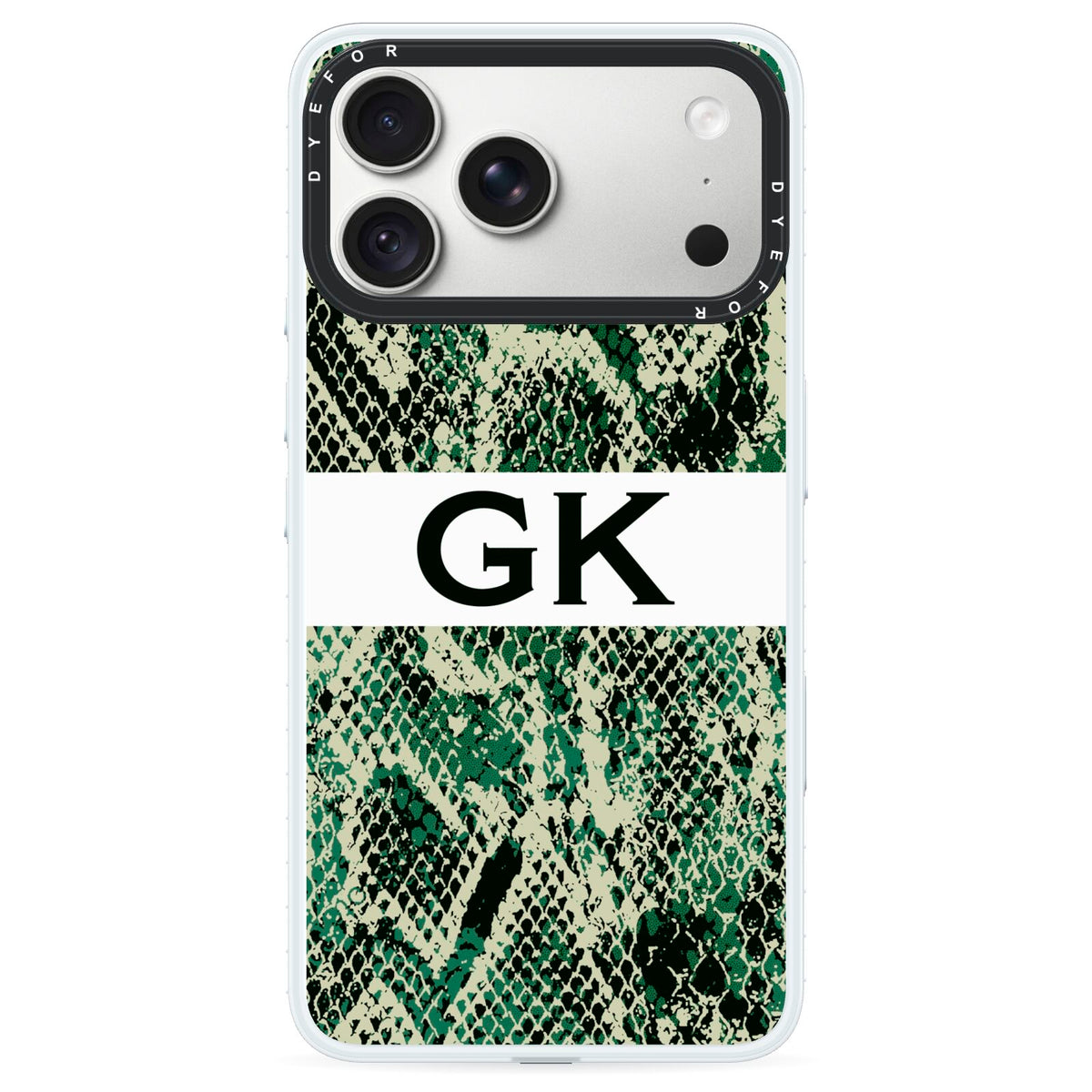Custom Snakeskin Effect iPhone 18 Pro Max Black Impact Pre order Case on Silver phone