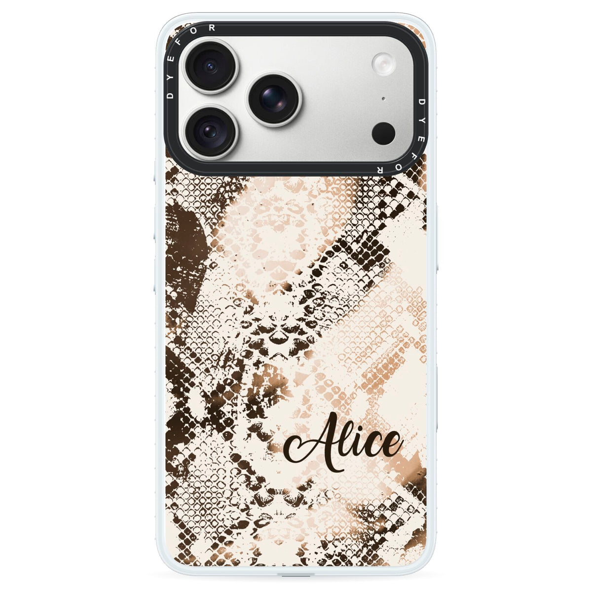 Custom Snakeskin iPhone 18 Pro Black Impact Pre order Case on Silver phone