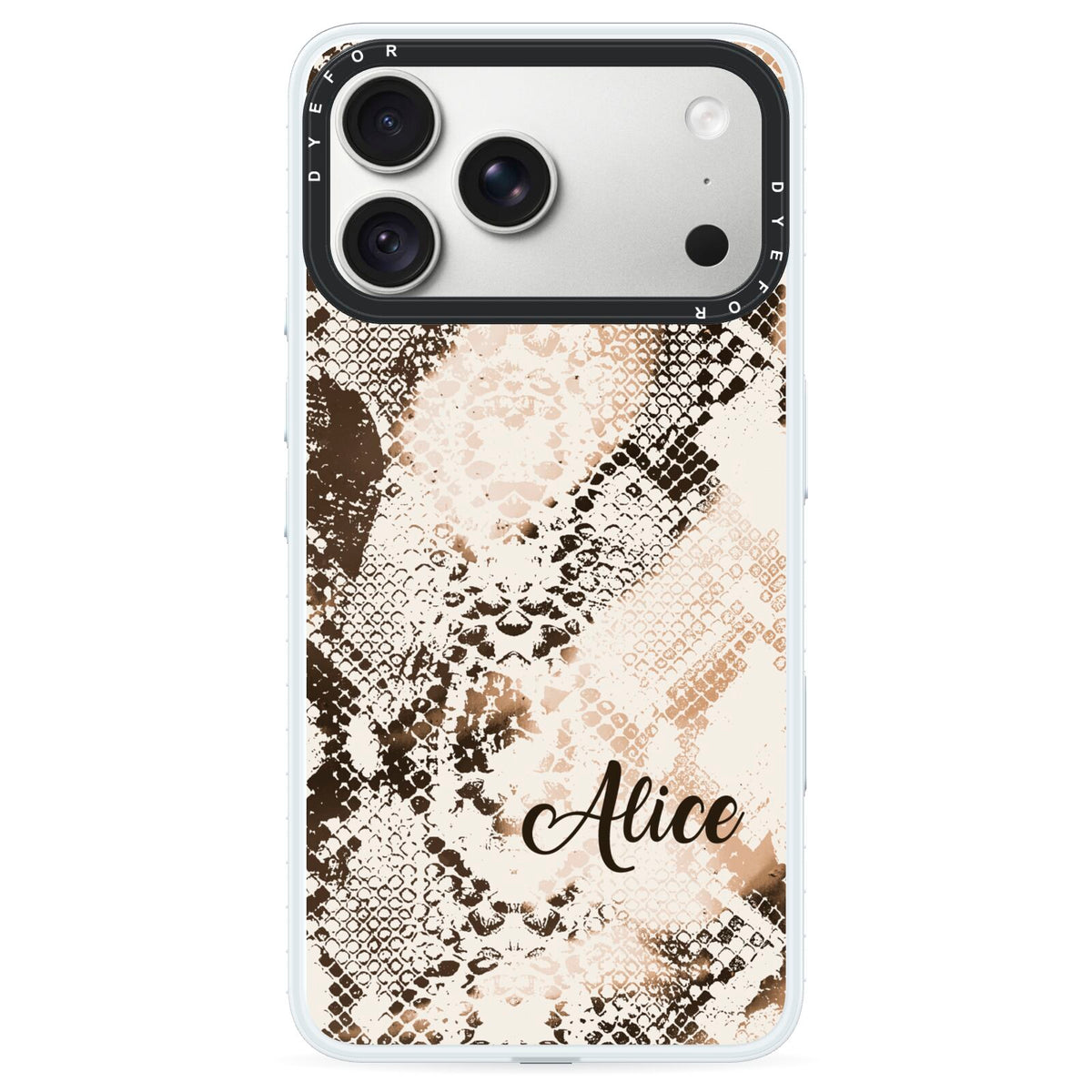 Custom Snakeskin iPhone 18 Pro Max Black Impact Pre order Case on Silver phone