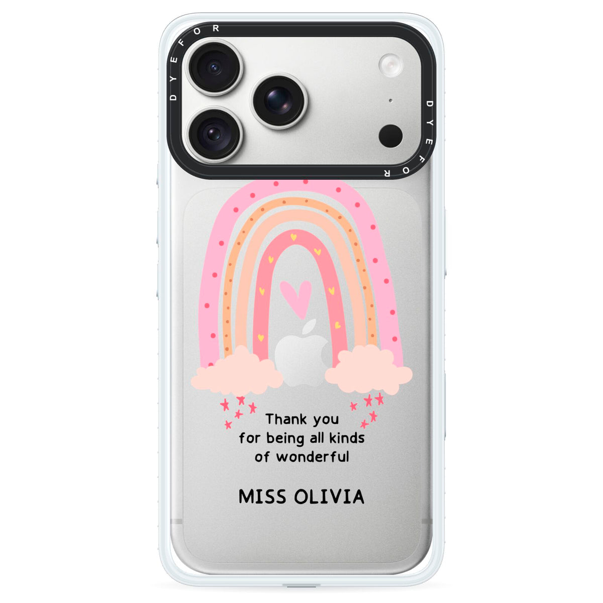 Custom Thank You Teacher iPhone 18 Pro Black Impact Pre order Case on Silver phone