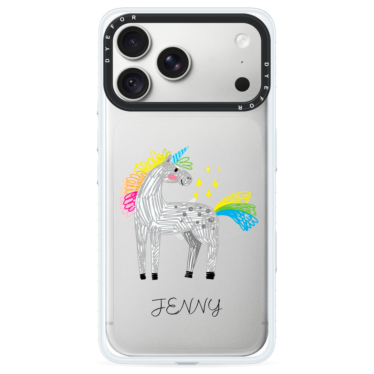 Custom Unicorn iPhone 18 Pro Black Impact Pre order Case on Silver phone