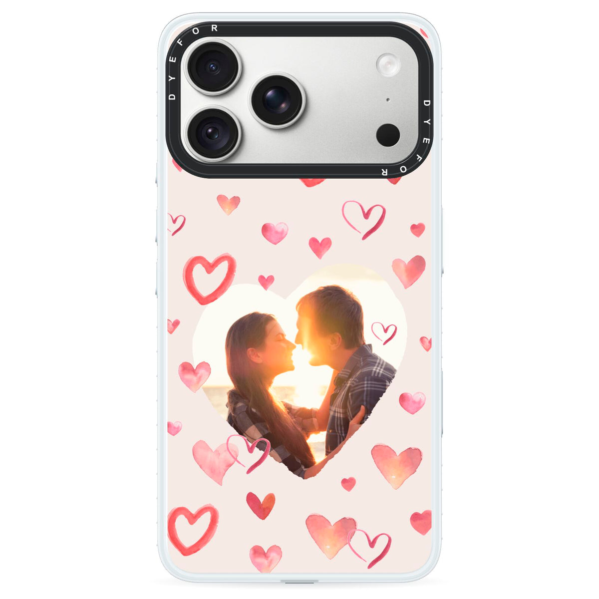 Custom Valentines Day Photo iPhone 18 Pro Black Impact Pre order Case on Silver phone