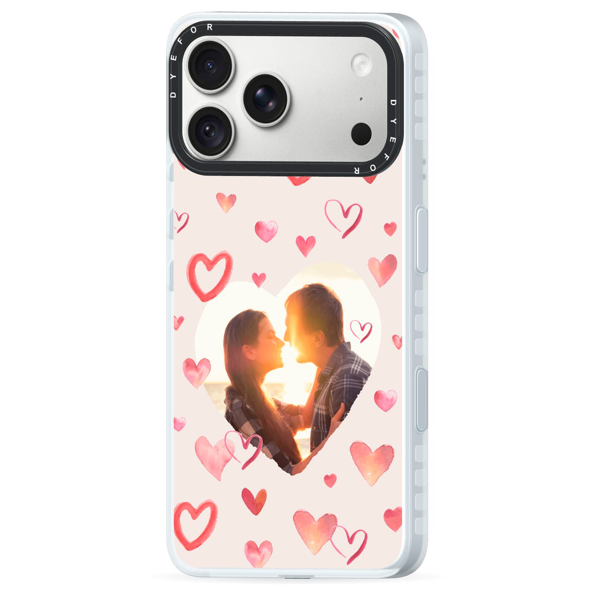 Custom Valentines Day Photo iPhone 18 Pro Max Black Impact Pre order Case Side Angle on Silver phone