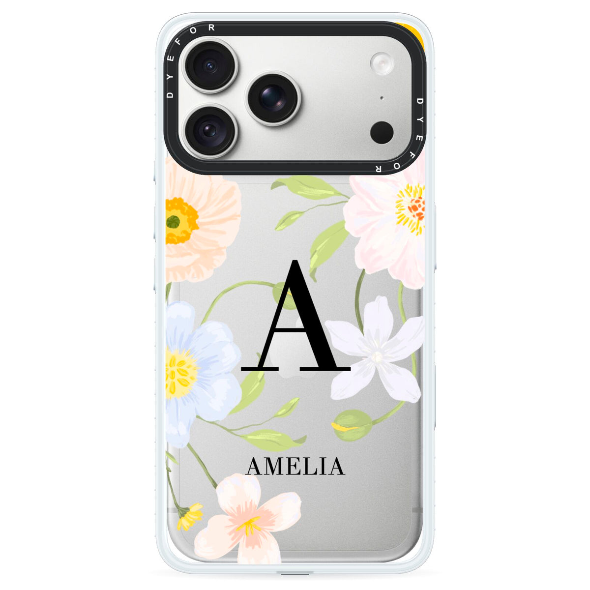Customised Floral iPhone 18 Pro Max Black Impact Pre order Case on Silver phone