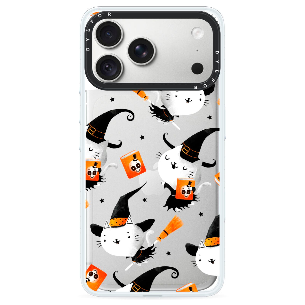 Cute Halloween Cats iPhone 18 Pro Max Black Impact Pre order Case on Silver phone