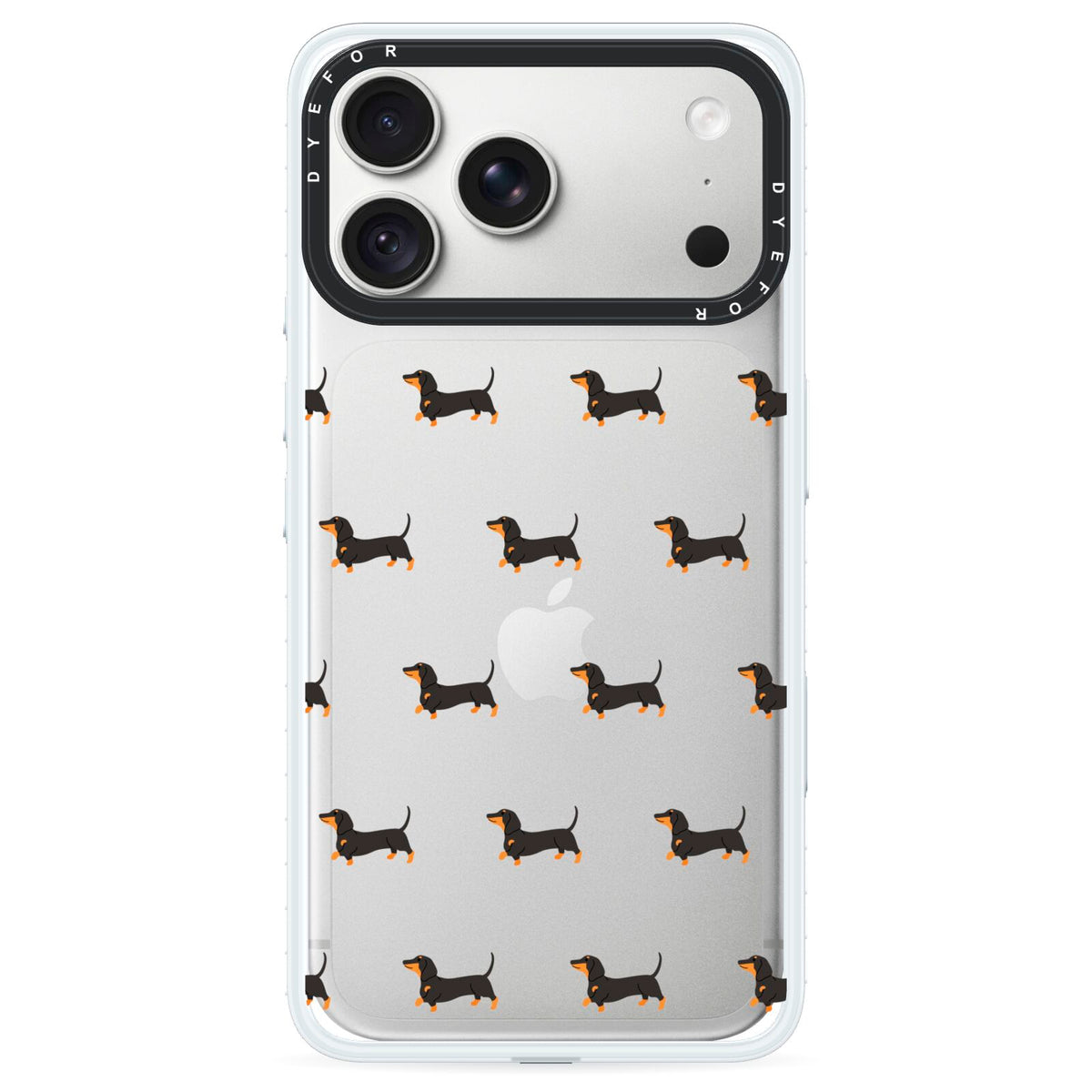 Dachshund iPhone 18 Pro Black Impact Pre order Case on Silver phone