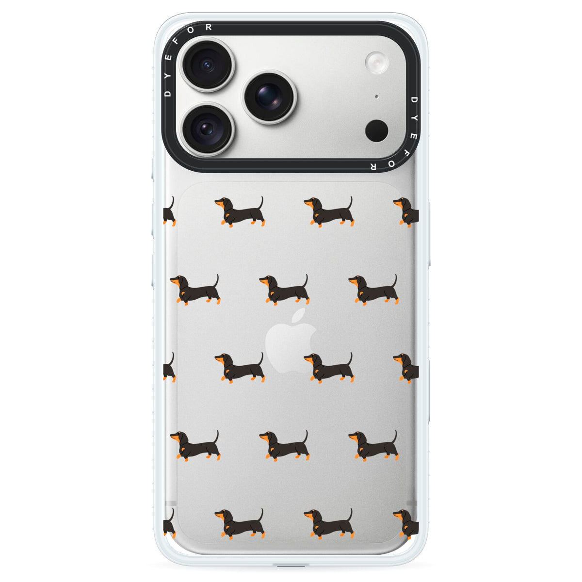 Dachshund iPhone 18 Pro Max Black Impact Pre order Case on Silver phone