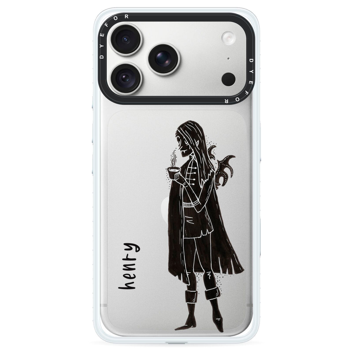 Dark Caped Vamp iPhone 18 Pro Max Black Impact Pre order Case on Silver phone