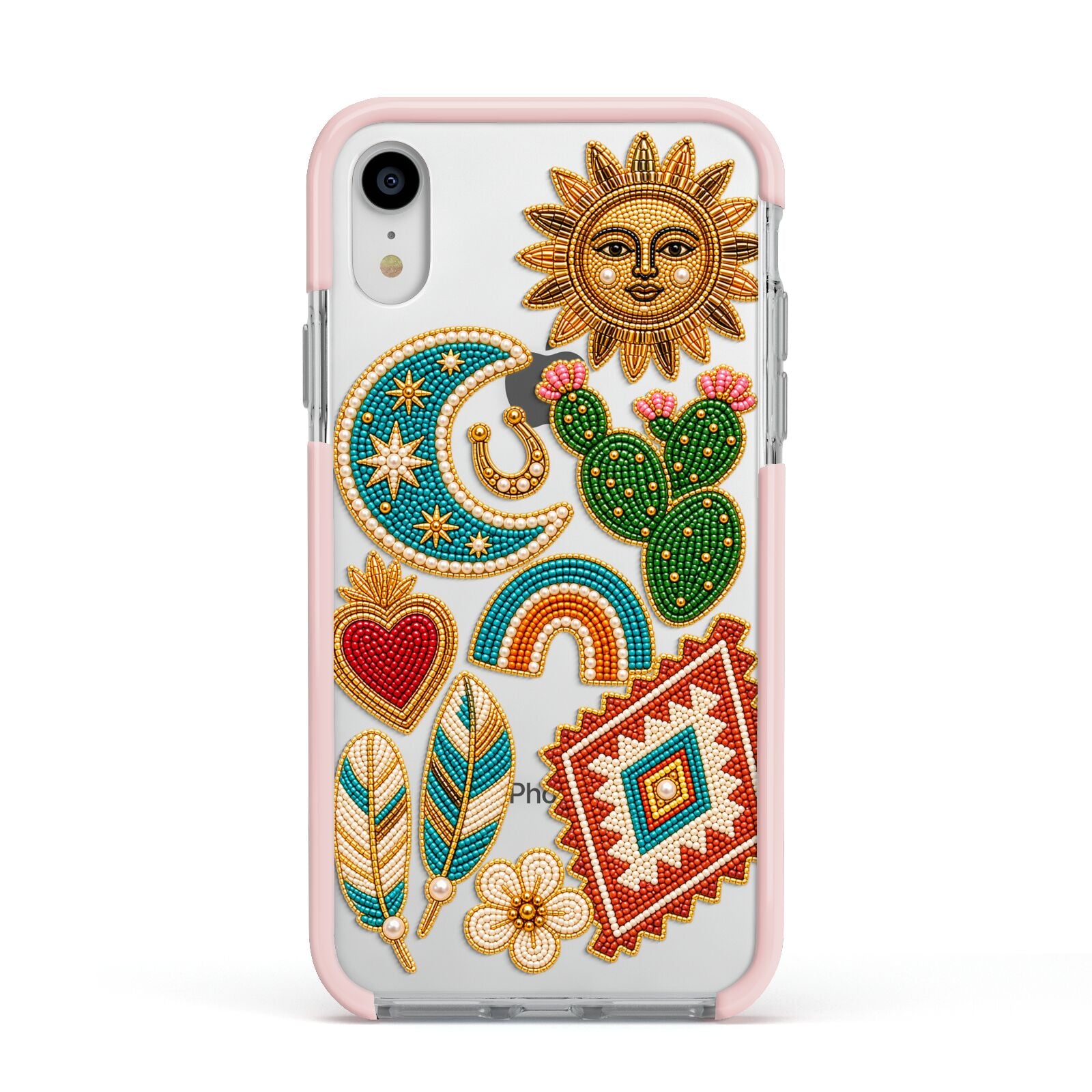 Desert Daydream Charms Apple iPhone XR Impact Case Pink Edge on Silver Phone