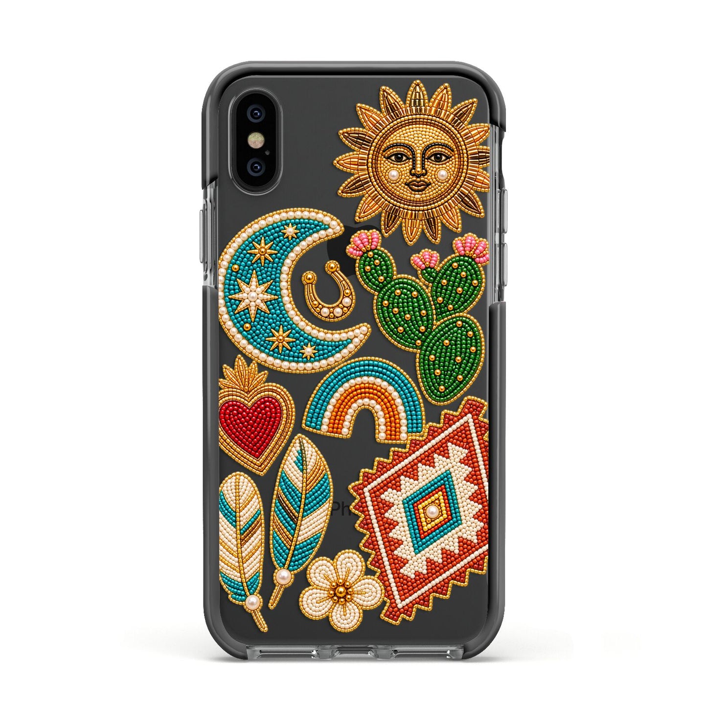 Desert Daydream Charms Apple iPhone Xs Impact Case Black Edge on Black Phone