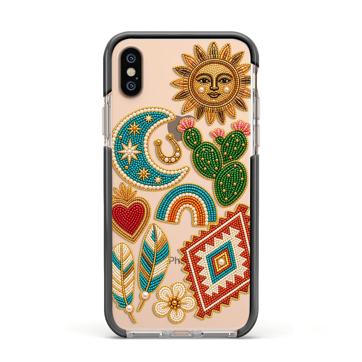 Desert Daydream Charms Apple iPhone Xs Impact Case Black Edge on Gold Phone