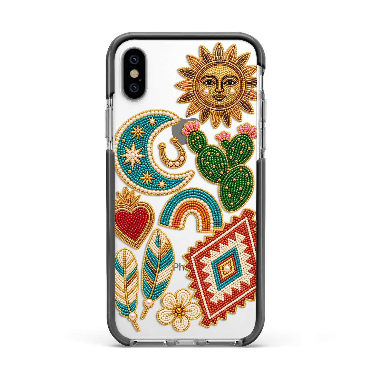 Desert Daydream Charms Apple iPhone Xs Impact Case Black Edge on Silver Phone