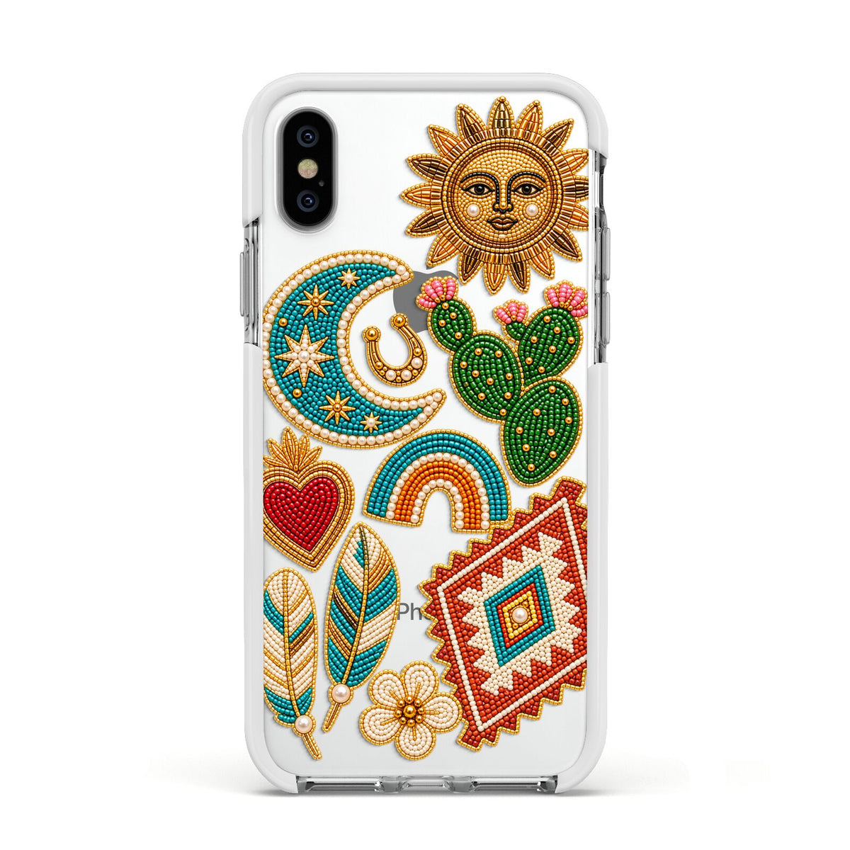 Desert Daydream Charms Apple iPhone Xs Impact Case White Edge on Silver Phone