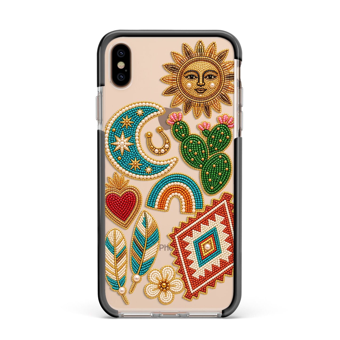 Desert Daydream Charms Apple iPhone Xs Max Impact Case Black Edge on Gold Phone
