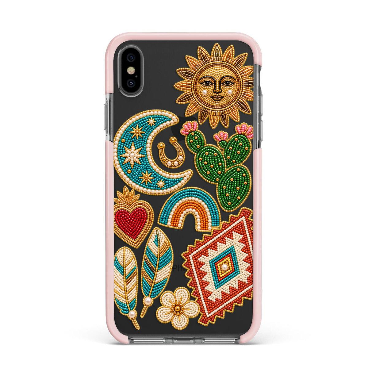 Desert Daydream Charms Apple iPhone Xs Max Impact Case Pink Edge on Black Phone