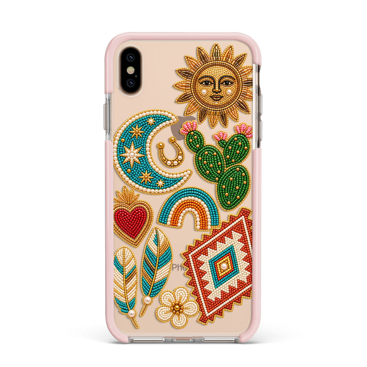 Desert Daydream Charms Apple iPhone Xs Max Impact Case Pink Edge on Gold Phone