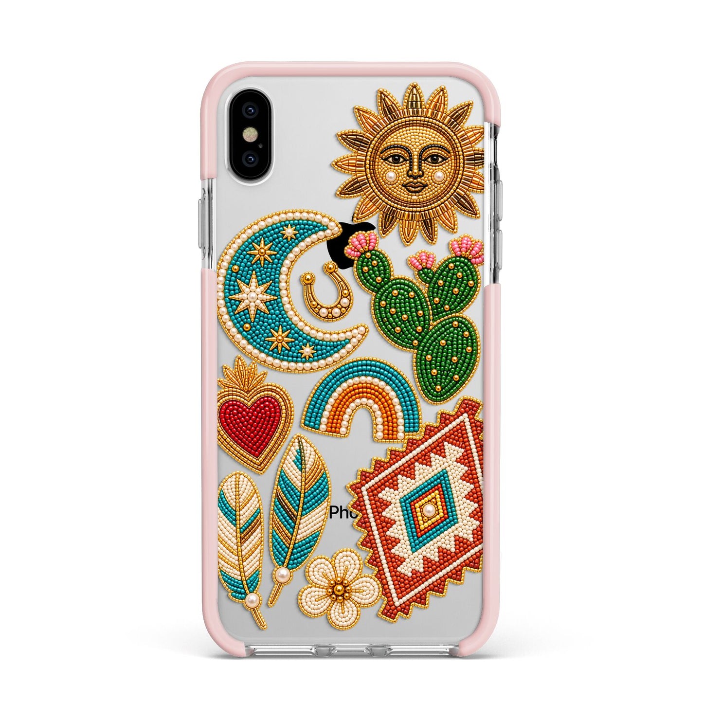 Desert Daydream Charms Apple iPhone Xs Max Impact Case Pink Edge on Silver Phone