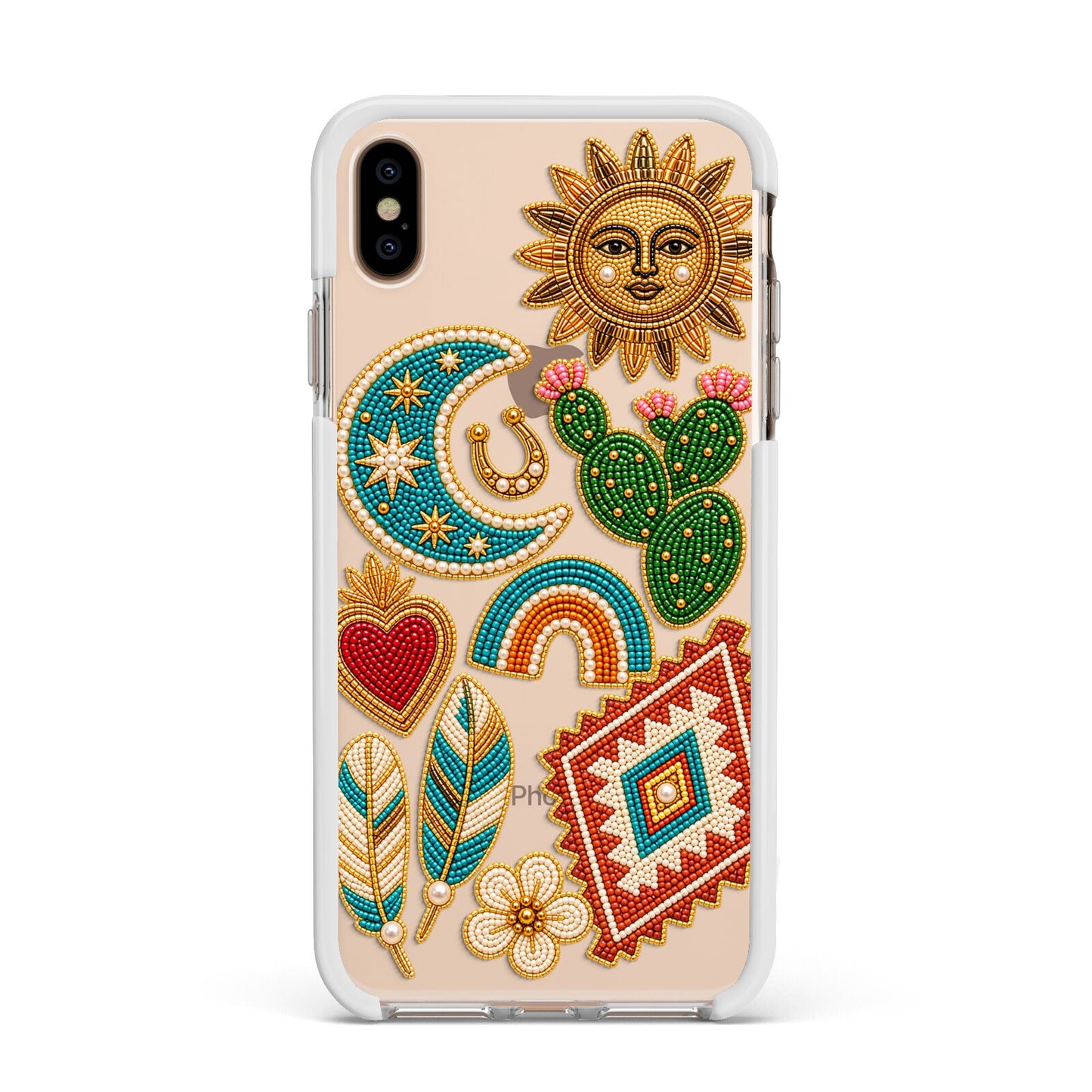 Desert Daydream Charms Apple iPhone Xs Max Impact Case White Edge on Gold Phone