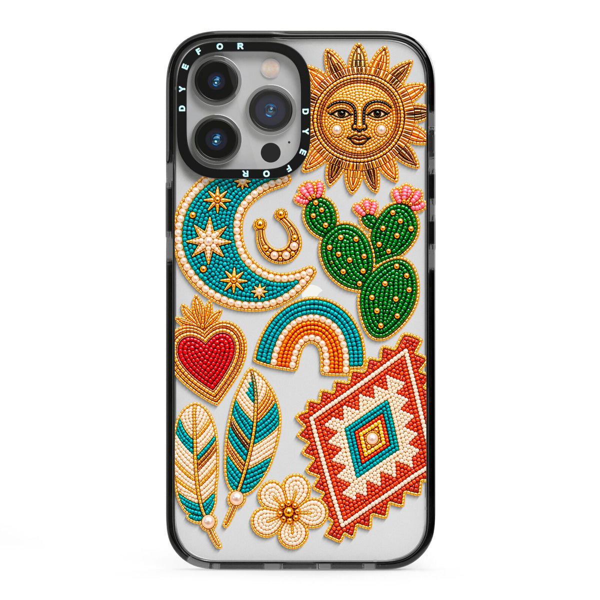 Desert Daydream Charms iPhone 13 Pro Max Black Impact Case on Silver phone