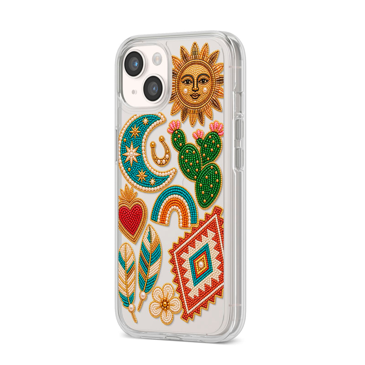 Desert Daydream Charms iPhone 14 Clear Tough Case Starlight Angled Image