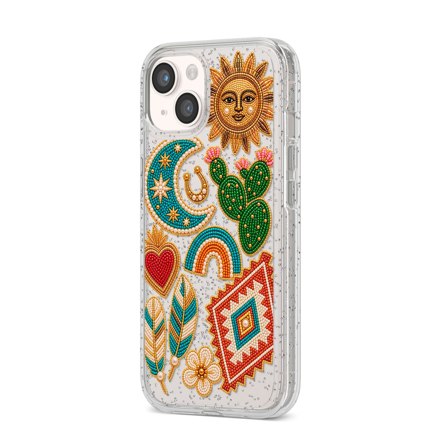 Desert Daydream Charms iPhone 14 Glitter Tough Case Starlight Angled Image