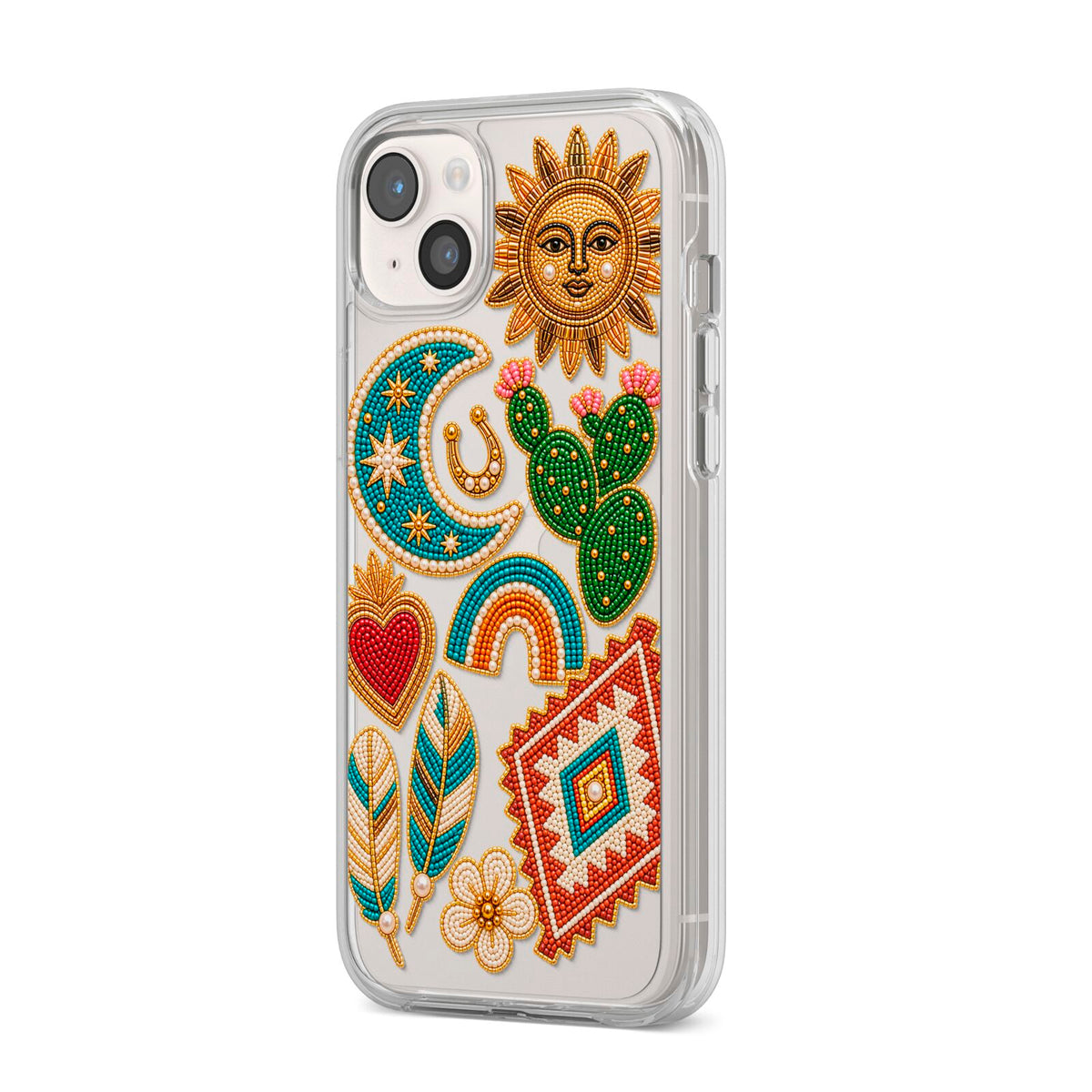 Desert Daydream Charms iPhone 14 Plus Clear Tough Case Starlight Angled Image