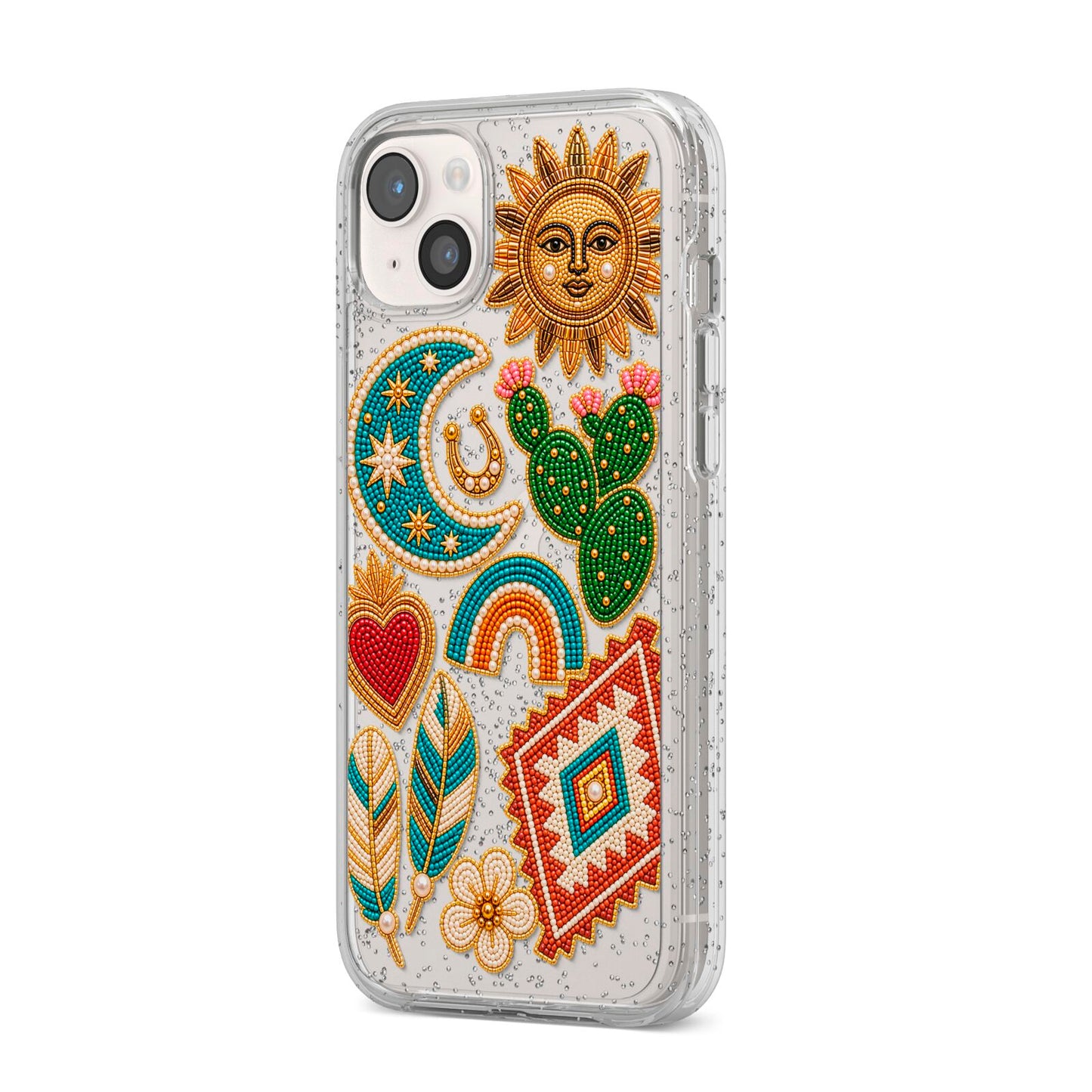 Desert Daydream Charms iPhone 14 Plus Glitter Tough Case Starlight Angled Image