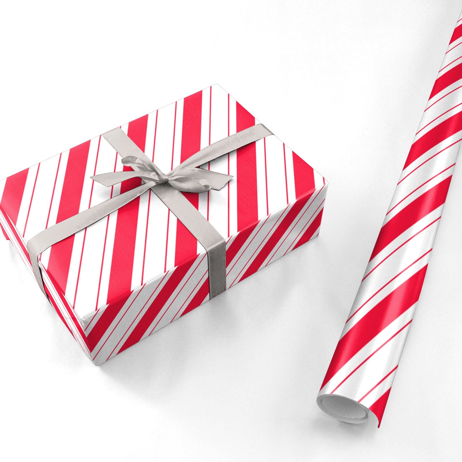 Diagonal Candy Cane Christmas Personalised Wrapping Paper