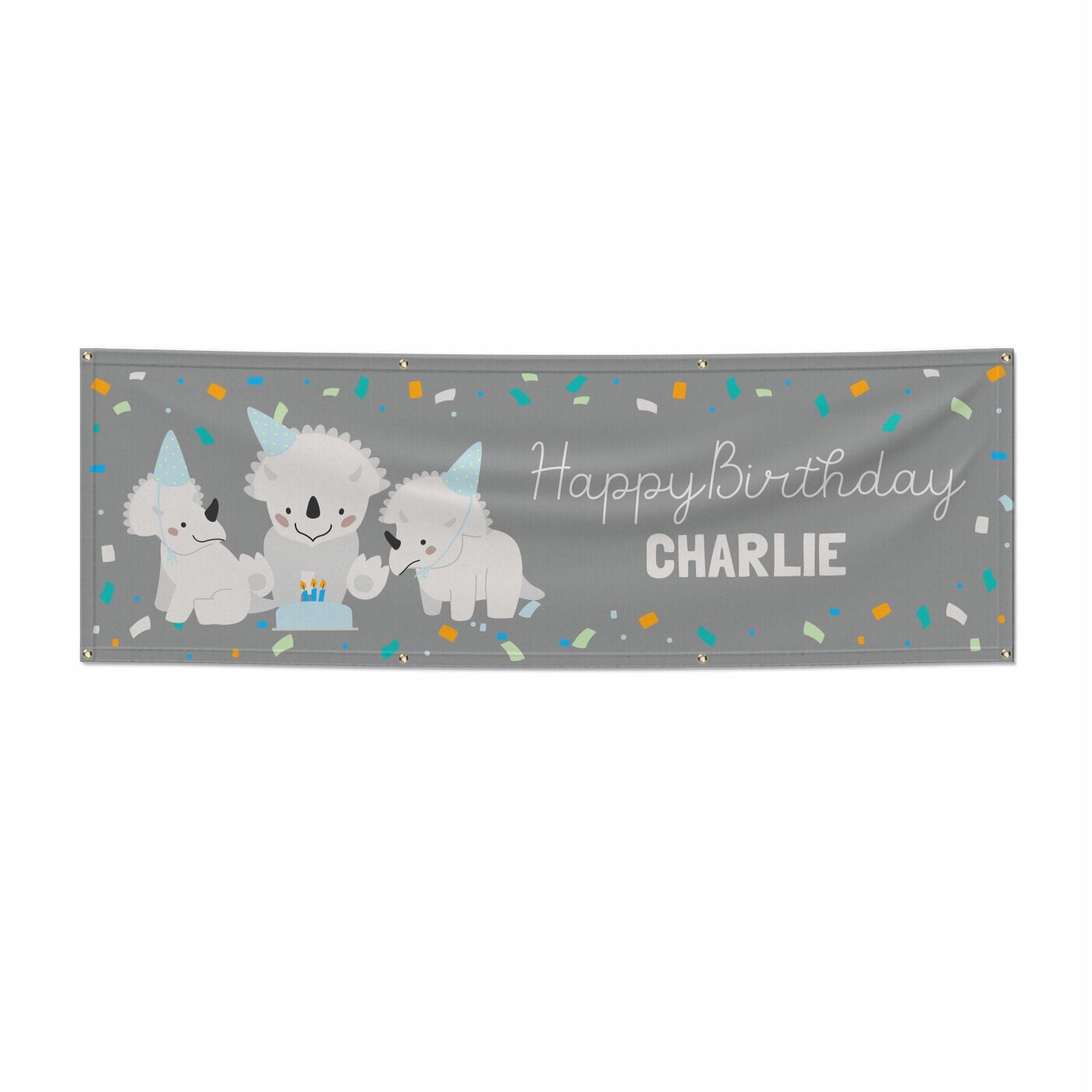 Dino Friends Happy Birthday 6x2 Banner