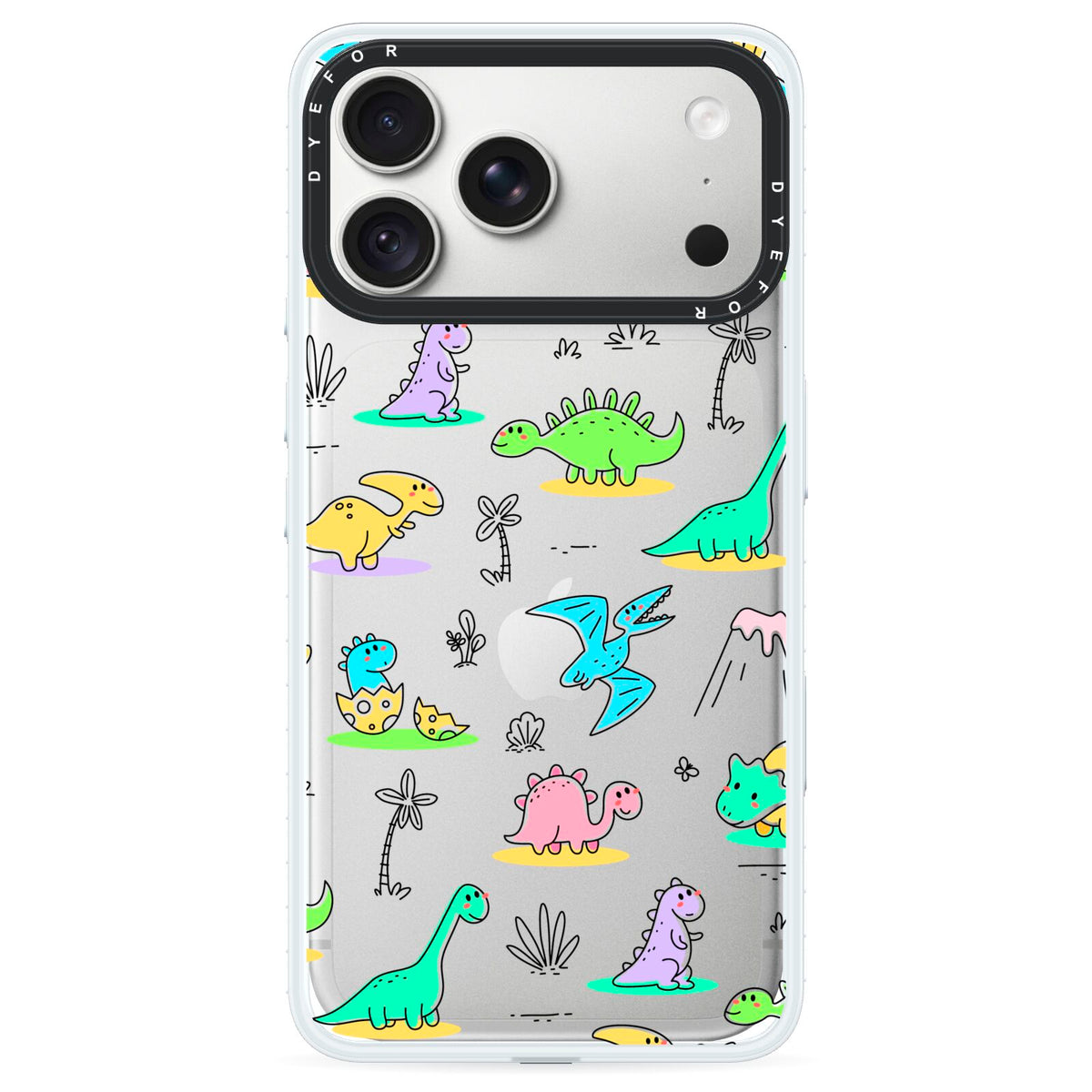 Dinosaur iPhone 18 Pro Max Black Impact Pre order Case on Silver phone
