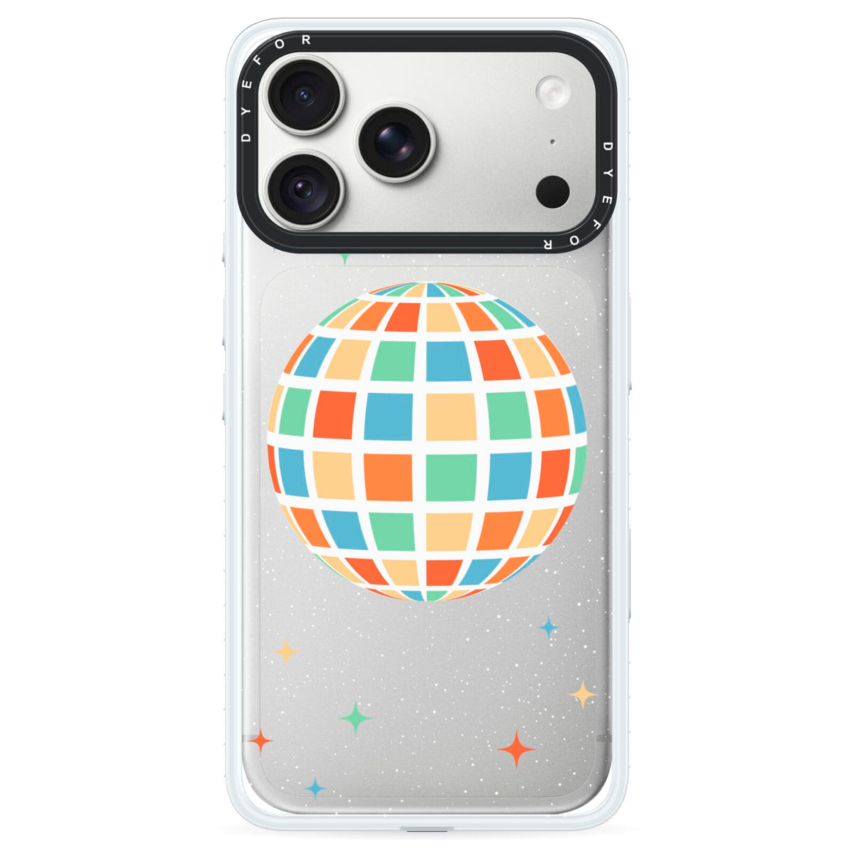Disco Ball iPhone 18 Pro Max Black Impact Pre order Case on Silver phone