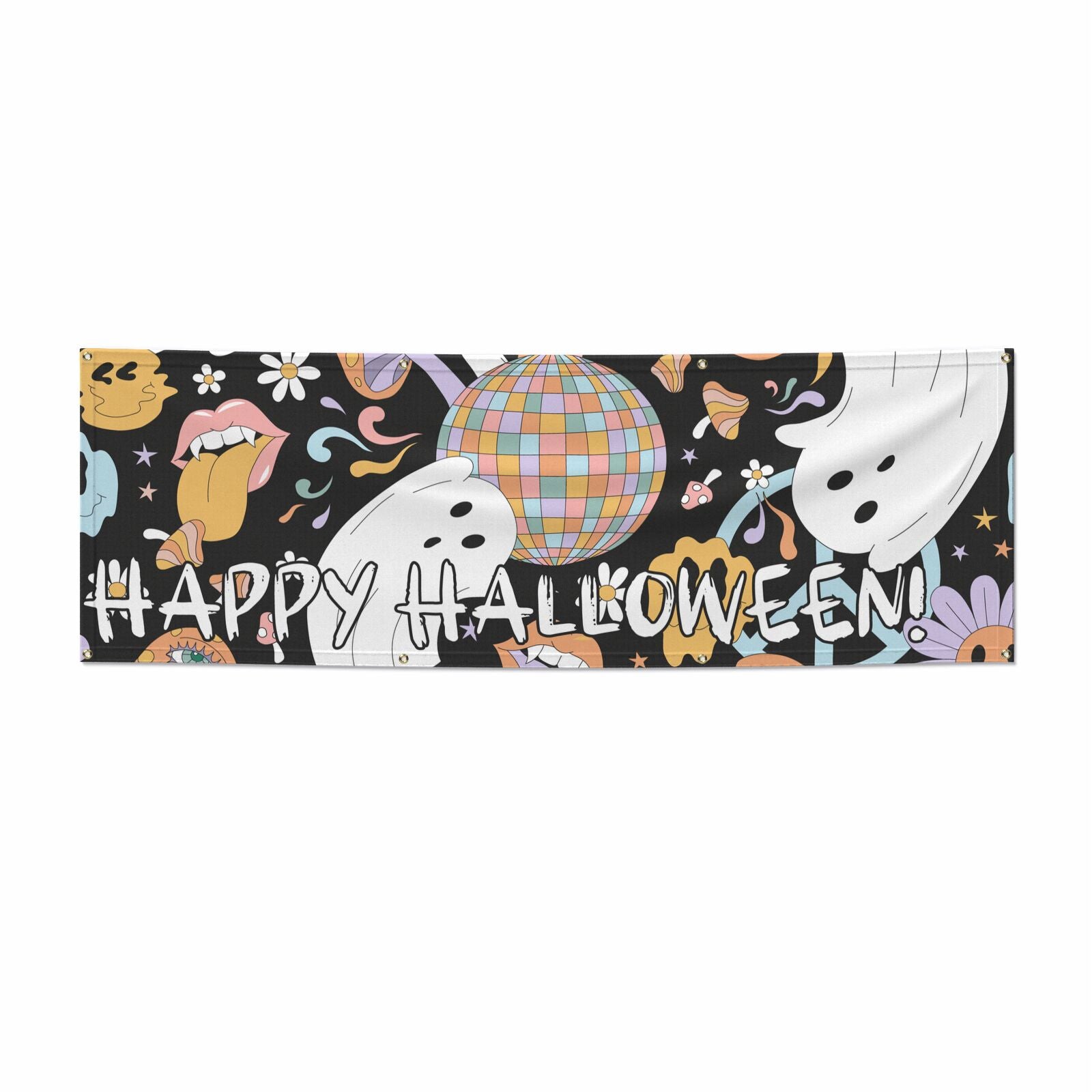 Disco Ghosts Happy Halloween 6x2 Banner