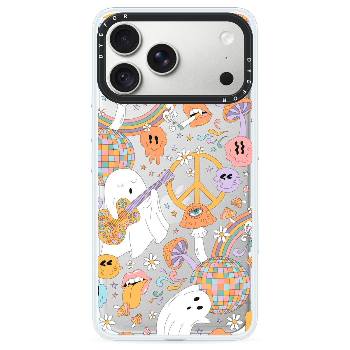 Disco Ghosts iPhone 18 Pro Max Black Impact Pre order Case on Silver phone