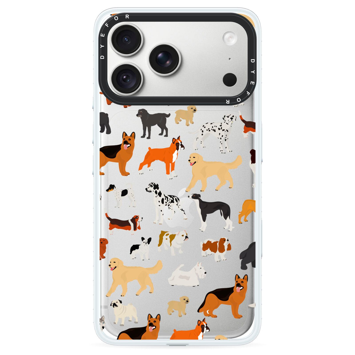 Dog Illustration iPhone 18 Pro Max Black Impact Pre order Case on Silver phone