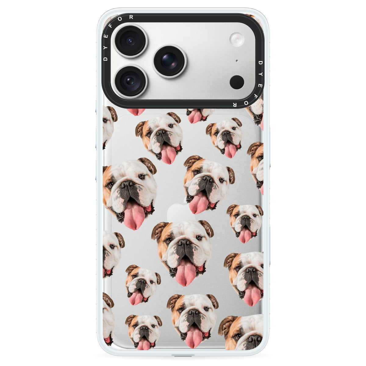 Dog Photo Face iPhone 18 Pro Max Black Impact Pre order Case on Silver phone