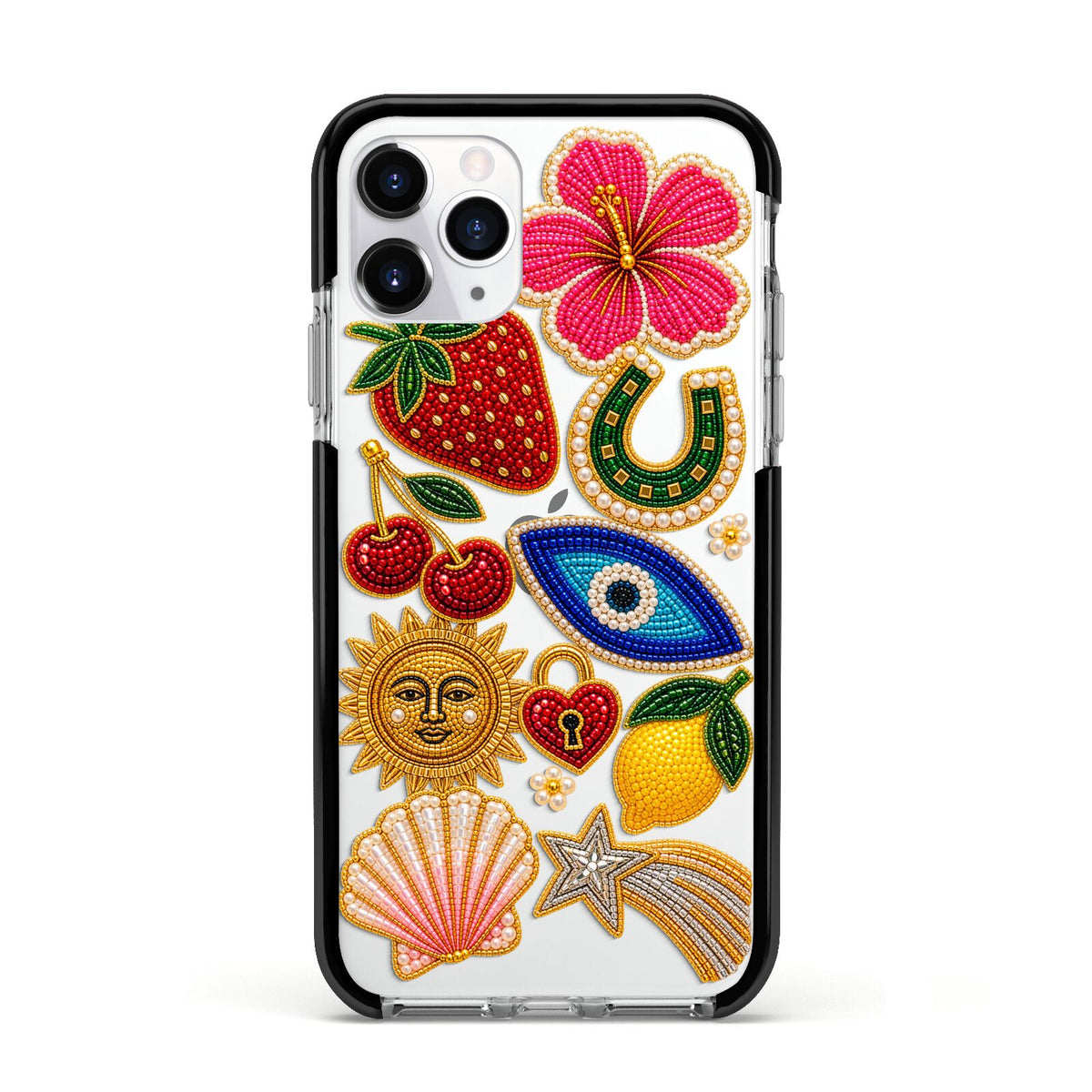 Dolce Fortune Charms Apple iPhone 11 Pro in Silver with Black Impact Case