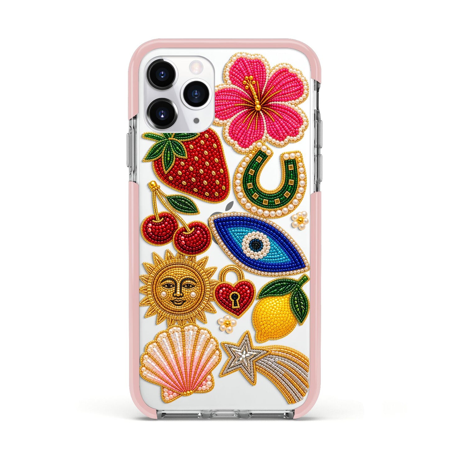 Dolce Fortune Charms Apple iPhone 11 Pro in Silver with Pink Impact Case