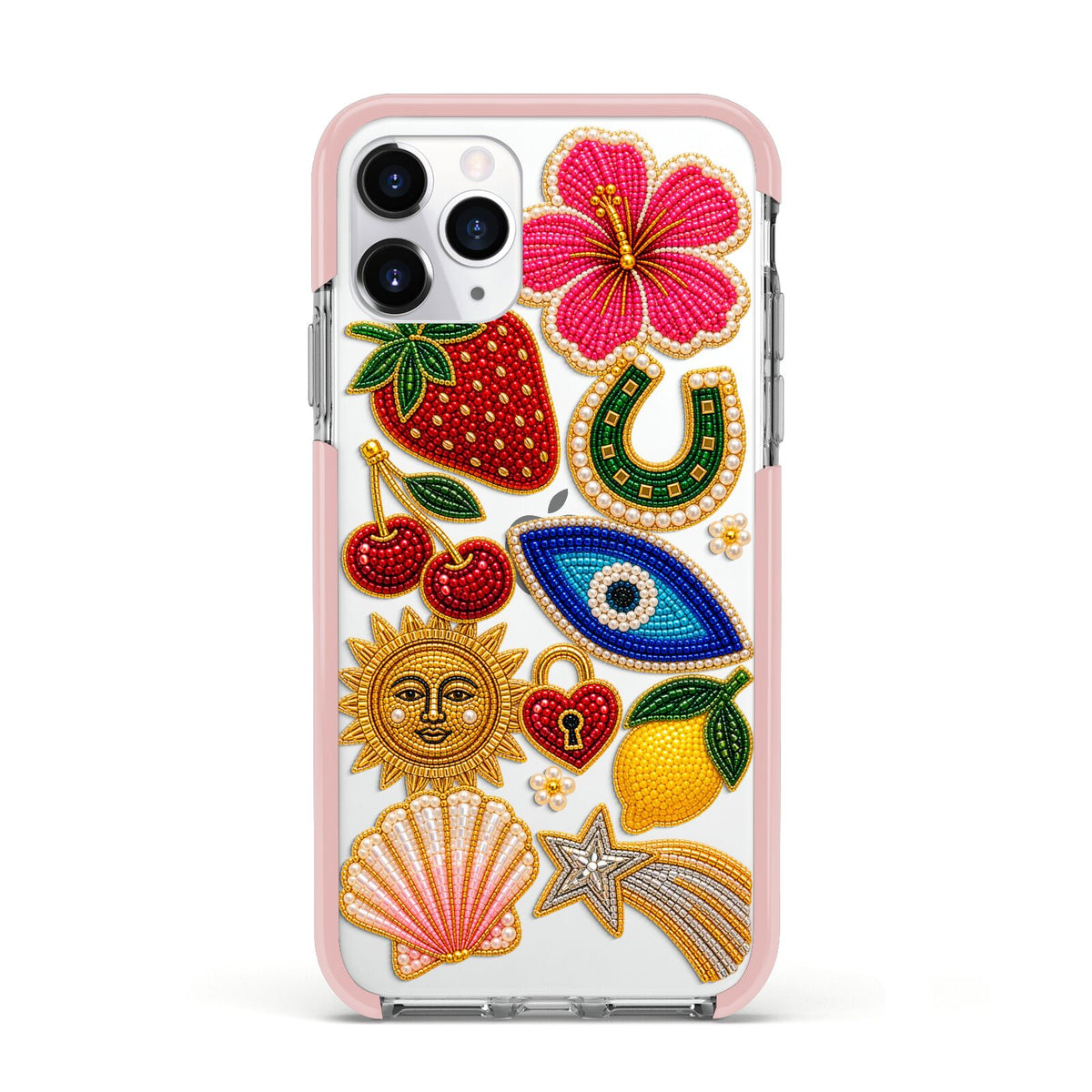 Dolce Fortune Charms Apple iPhone 11 Pro in Silver with Pink Impact Case