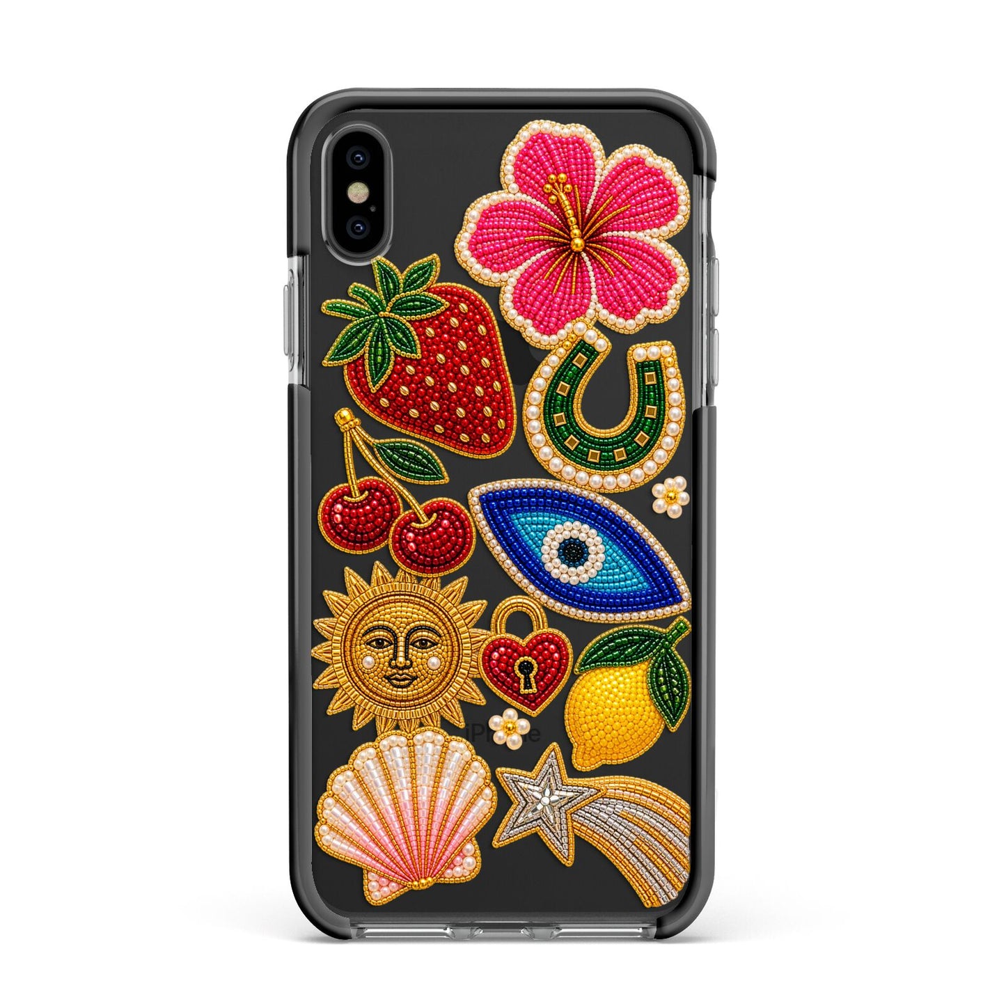 Dolce Fortune Charms Apple iPhone Xs Max Impact Case Black Edge on Black Phone