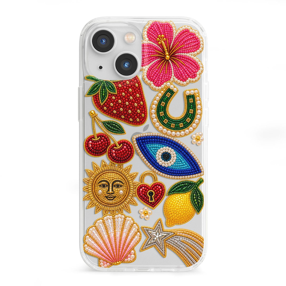Dolce Fortune Charms iPhone 13 Mini Clear Bumper Case