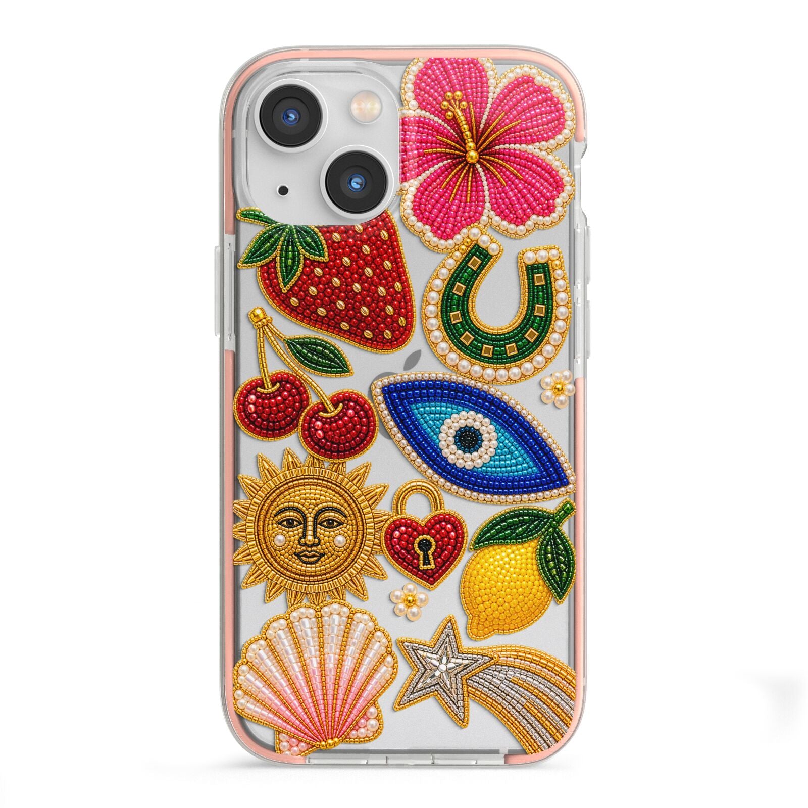 Dolce Fortune Charms iPhone 13 Mini TPU Impact Case with Pink Edges