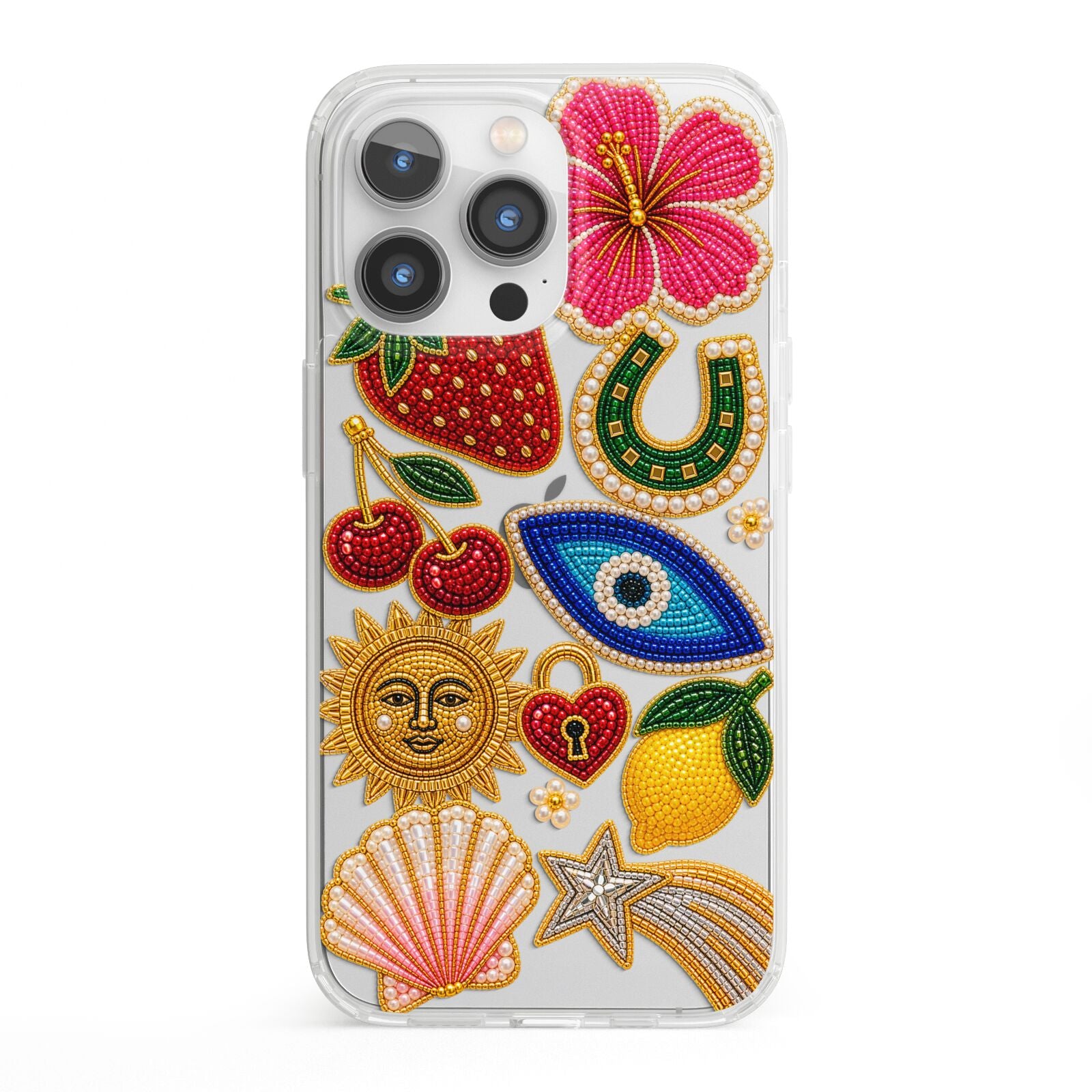 Dolce Fortune Charms iPhone 13 Pro Clear Bumper Case