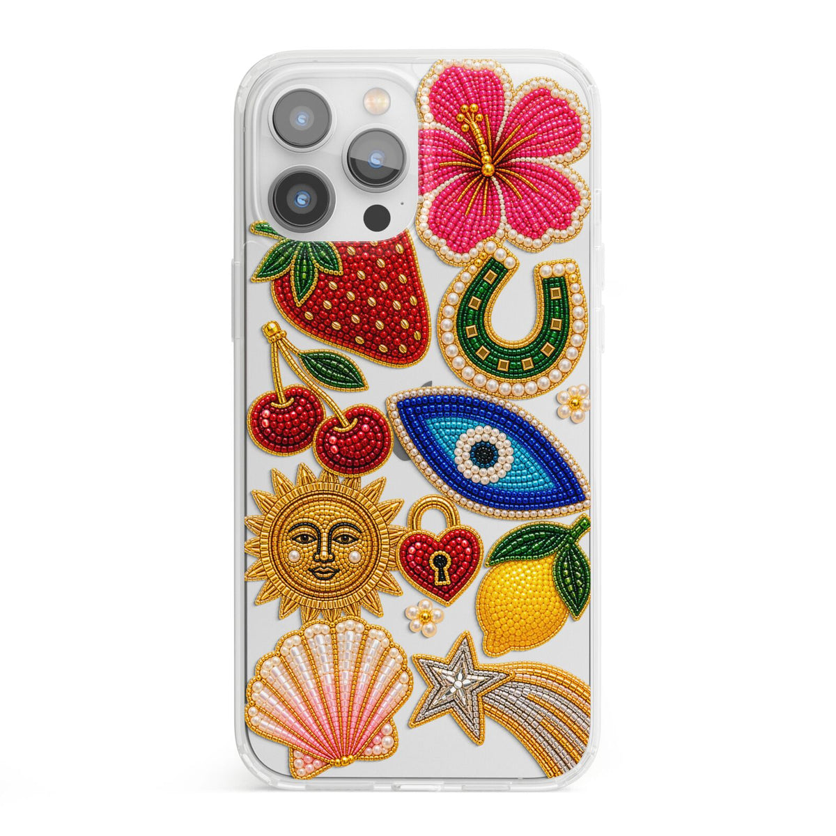 Dolce Fortune Charms iPhone 13 Pro Max Clear Bumper Case