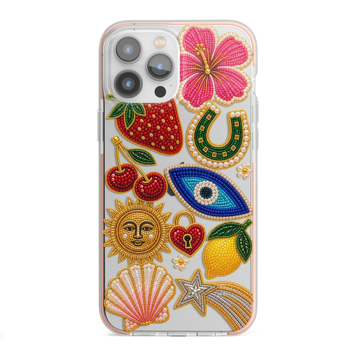 Dolce Fortune Charms iPhone 13 Pro Max TPU Impact Case with Pink Edges