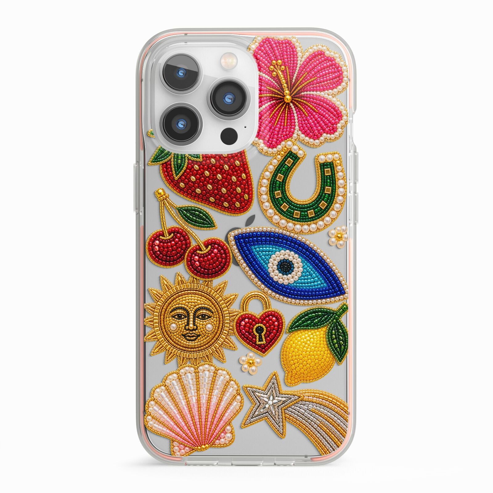 Dolce Fortune Charms iPhone 13 Pro TPU Impact Case with Pink Edges