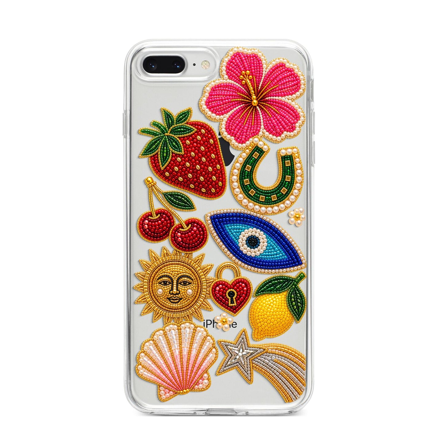 Dolce Fortune Charms iPhone 8 Plus Bumper Case on Silver iPhone